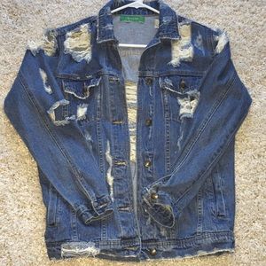 Distressed denim jacket